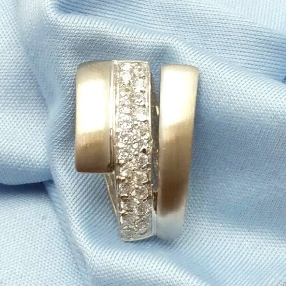 Beautiful 14K Karat Solid White Gold Designer Charm With Cubic Zirconia